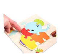 JOINPAYA 5pcs Wooden Cartoon Animal Puzzle Educational Puzzles for Boys and Girls Includes Bee Frog Fish Elephant for Toddlers Learning and Fun Activities