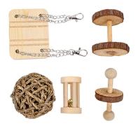 JOINPAYA 5pcs Wooden Chewing Toys for Hamsters and Chinchillas Small Animal Molar Playset Natural Wood Teething Toys for Dental Health