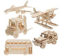 JOINPAYA 5pcs Wooden Learning Puzzle Set with Khaki Wood Material, Designed to Concentration and Spatial Awareness, for Parent Interaction and Displaying on Your Desk