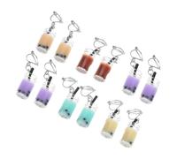 JOINPAYA 6 Pairs Mixed Color Plastic Milk Tea Drink Earrings, Realistic Pearl Milk Cup Ear Charms Set, Non-Pierced Clip-On Ear Jewelry for Women and
