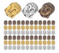 JOINPAYA 60pcs Buddha Head Alloy Beads for Bracelet Making with Large Hole Double-Sided Design, Resist Wear and Encourage Imaginative Designs, for Handmade Crafts and DIY Enthusiasts