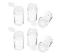 JOINPAYA 6pcs 10ml Mini Loose Powder Bottles with Flip Lids, Plastic Cosmetic Powder Containers with 12-hole, 3-hole, and Single-hole Inner Stoppers, Travel Makeup Storage for Glitter