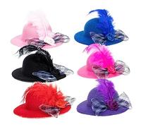 JOINPAYA 6Pcs Adjustable Decorative Bird Hats for Hens Wear Resistant Chicken Accessories Blue Pink Black Red Purple Rose Red for Pets and Photo Props