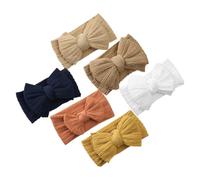 JOINPAYA 6pcs Headbands for Newborn Girls Soft Nylon Elastic Bow Hair Accessories Deep and Ginger Comfortable Fit for Everyday Wear