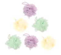 JOINPAYA 6pcs Large Bath Mesh Pouf Set 40g Each - Purple, Green, Ivory Shower Scrubber Balls for Exfoliating Body and Back, Natural Foam Bath Sponge for Men and Women