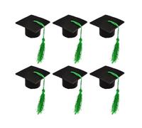 JOINPAYA 6pcs Mini Doctoral Wine Bottle Caps with Green Tassels, Non-Woven Fabric Graduation Hat Shape Covers, Adds Festive Touch for Holiday Season and Holiday Get-Together Decorations
