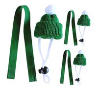 JOINPAYA 6pcs Mini Hand Knitted Green Pet Wool Hat and Double-Sided Fleece Scarf Set for Small Animals, Decorative Hamster, Guinea Pig, and Squirrel Photo Props