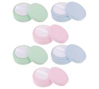 JOINPAYA 6pcs Mini Loose Powder Container Powder Puff Travel Portable Refillable Empty Plastic Makeup Box for Travel Use