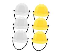 JOINPAYA 6pcs Miniature Safety Helmet Model Creative Mini Construction Hats for Doll Accessories and Building Theme Party Decorations Bright White and Yellow Caps with Realistic Design