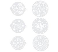 JOINPAYA 6pcs Plastic Baking Stencils Cake Decorating Templates Creative Coffee and Birthday Cake Embossing Tools for Home Baking and Pastry Decoration Random Style