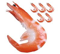 JOINPAYA 6Pcs Realistic Simulated Shrimp Model Fake Food Decoration Shrimp Prop for Kitchen Party Home Display Photography