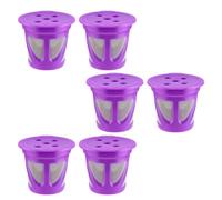 JOINPAYA 6pcs Reusable Coffee Capsule Filters Compatible with Capsule Coffee Machine Purple Plastic and Stainless Steel Cups with Integrally Formed Cover for Office and Conference Room Use