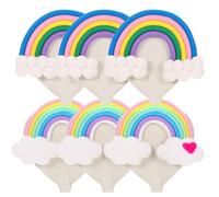 JOINPAYA 6pcs Self-Adhesive Wall Storage Hooks Set Rainbow Cloud Key and Towel Hanging Hooks for Home Door Behind White Glue Practical Wall Organizer for Kitchen and Bathroom