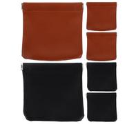 JOINPAYA 6pcs Self-Closing Small Makeup Pouches 12x11.3cm Mini Portable Cosmetic Bags for Lipstick Earphones Keys Travel Storage Black Earth Brown