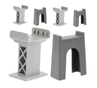 JOINPAYA 6pcs Train Bridge Supports and Railroad Track Connectors Toy for Mini Model Trains, Plastic Bridge Piers for Railway Track Building and Pretend Play Accessories