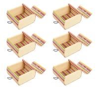 JOINPAYA 6pcs Vintage Bamboo Jewelry Boxes Organizer Set, Space-saving and Wear-resistant Plastic Mini Treasure Chest for Brooch and Necklace Storage on Dressing Table at Home