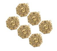 JOINPAYA 6Pcs Vintage Copper Taoist Yin Yang Eight-Diagram Pendant Charm Keychain Set, Protective Safety Charm Keyring Adornment for Personal Use and