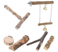 JOINPAYA 6pcs Wooden Bird Perches for Pet Birds Small Pets Chewing Toy Natural Wood Material Develops Balance and Coordination for Birdcages and Parrot Play Stands