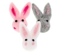 JOINPAYA 6pcs Wool Felt Bunny Simulation Doll Set, Cute Easter Rabbit Ornaments in White, Pink, and Grey, Soft Felted Wool Decorations for Clothes, Bags, and Tabletop Craft Supplies