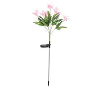 JOINPAYA 7 Heads Solar Garden Decorations Solar Powered Outdoor Lights with Pink Plastic Lily Flowers Unique Beautiful Appearance for Walkway Patio