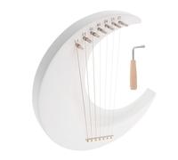 JOINPAYA 7 String Moon Lyre Harp Wooden Lyre Music Instrument with Tuning Wrench, Crescent Shaped Harp for Beginners, Portable Classical Style Musical Instrument for Home and Travel
