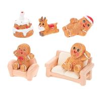 JOINPAYA 7pcs Mini Gingerbread Man Figurines for Christmas Resin Holiday Decorations for Dollhouse Table and Compact Ready Ornaments for Seasonal Celebrations