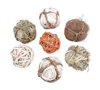 JOINPAYA 7Pcs Rattan Woven Training Balls Natural Chewing for Rabbits Parrots Guinea Pigs Hamsters Teeth Cleaning Anxiety Relief