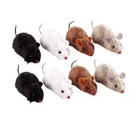 JOINPAYA 8pcs Cat Interactive Toy Wind-up Clockwork Mouse Plush Plastic for Indoor Play Training Random Color