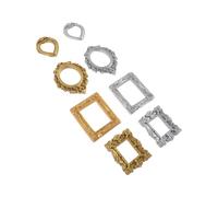 JOINPAYA 8pcs Mini Vintage Resin Picture Frames in Rectangle and Oval Shapes, Baroque Ornate Details, Sturdy Plastic Material, for Photo Party and Boutique DIY Display, Retro Style