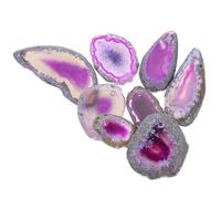 JOINPAYA 8Pcs Natural Purple Agate Slices 20X50Mm with Holes Polished DIY Jewelry Making Accessories for Craft Pendants and Handmade Wind Chimes