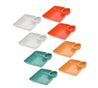 JOINPAYA 8pcs Sturdy Pp Dumpling Plate with Sauce Compartments, Easy to Store and Carry, Compartment Serving Platter for Sushi, Snacks, and Dipping Sauces in Kitchen or Dining