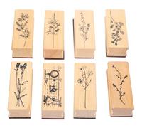 JOINPAYA 8Pcs Vintage Wooden Scrapbook Stamps Set for DIY Crafting Floral Diary Planner Decoration