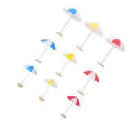 JOINPAYA 9pcs Mini Sun Umbrella Plastic Miniature Parasol Decorative Dollhouse Beach Accessories Small Medium Large for Fairy Gardens Sand Table Craft Projects