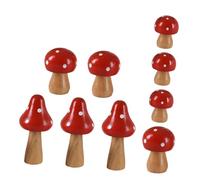 JOINPAYA 9pcs Mini Wooden Mushroom Ornaments Simulation Micro Landscape Decorations for Garden Flowerpots Patio and Fairy Houses Red Color