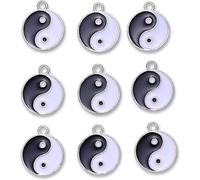 JOINPAYA 9pcs Yin Yang Tai Chi Charms Jewelry Making Accessories for DIY Necklaces and Bracelets, Zinc Alloy Double-sided Pendant Set Suitable for Crafting and Projects