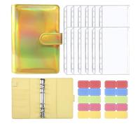 JOINPAYA A6 Money Saving Budget Binder Planner with PU Cover, Refillable Cash Envelope Organizer for Personal Finance and Expense Tracking, Yellow Ring Binder for Travel and Daily Use