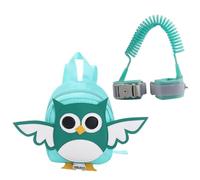 JOINPAYA Adjustable Anti-Lost Backpack with Wrist Link and Cartoon Owl Pattern, Nylon Material School Bag and Babies, Safety Walking Harness for Outdoor Use
