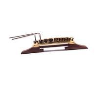 JOINPAYA Adjustable Rosewood Guitar Bridge Gold Roller Saddles B-22 Tailpiece for Jazz Electric Guitar Parts Natural Wood Color Suitable for Music Instrument Repair