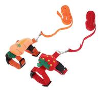 JOINPAYA Adjustable Small Pet Harness and Leash Set 2pcs for Rabbits and Guinea Pigs, Soft Cartoon Bunny Design with Strawberry and Carrot Patterns, Comfortable Traction Rope for Outdoor
