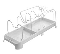 JOINPAYA Adjustable Stainless Steel Dish Drying Rack with Cutting Board and Pot Lid Holder, Compact Expandable Kitchen Sink Drainer for Home Countertop Organization