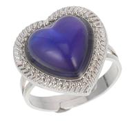 JOINPAYA Adjustable Temperature Gemstone Mood Ring Heart Shape Open Band Emotion Jewelry for Women Girls Fashion Sensitive Finger Accessory