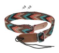 JOINPAYA Adjustable Ukulele Shoulder Strap for Left Handed Ukulele Adult, Bohemian Style Nylon with Leather Ends, Double Hooks, Strong Stitching for Secure Playing
