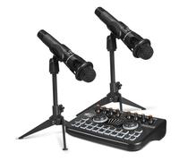 JOINPAYA Advanced Sound Card Podcast Equipment Bundle with Dual Microphones and Dj Mixer Soundboard for Live Streaming Gaming and Studio Recording Complete Audio Interface Kit for Video