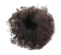 JOINPAYA African Drawstring Braided Ponytail Human Hair Bun Short Curly Hair Extension Breathable Afro Puff Hairpiece for Women