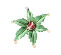 JOINPAYA Alloy Enamel Beetle and Leaf Brooch Set Handmade Drop Oil Pin for Clothes Decoration Elegant Green Breastpin