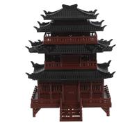 JOINPAYA Ancient Building Model Miniature Garden Pavilion Ornament in Brown Plastic with Traditional Chinese Architecture Design, Versatile Decoration for Bonsai and Micro Landscape Scenes