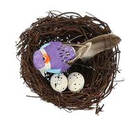 JOINPAYA Artificial Bird Nest with Birds and 2 Eggs for Garden Spring Decor and Photography Prop and Egg Ornament for Outdoor Yard Random Color Random Color