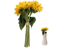 JOINPAYA Artificial Sunflower with Realistic Elegant Shape Flower Bouquet 6 Flowers Bundle Yellow Cloth Stems for Decoration and Bridal Home Wedding Decor
