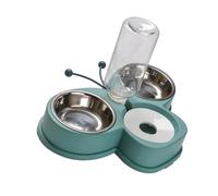 JOINPAYA Automatic Pet Feeder and Waterer with Stainless Steel Bowls Non Slip Base Multi Function Kitten and Puppy Feeding Station for Convenient Pet Hydration and Feeding Green