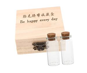 JOINPAYA Baby Box Keepsake, Fetal Hair Storage Bottle and Umbilical Cord Preserving Box, 2 Glass Bottles with Wooden Case, Home Decoration Keepsake for Baby and Child Random Style